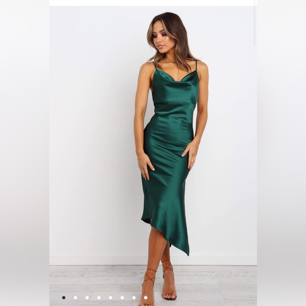 Petal & Pup Green Satin Dress